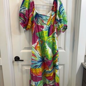 Farm rio multi colored tie back maxi